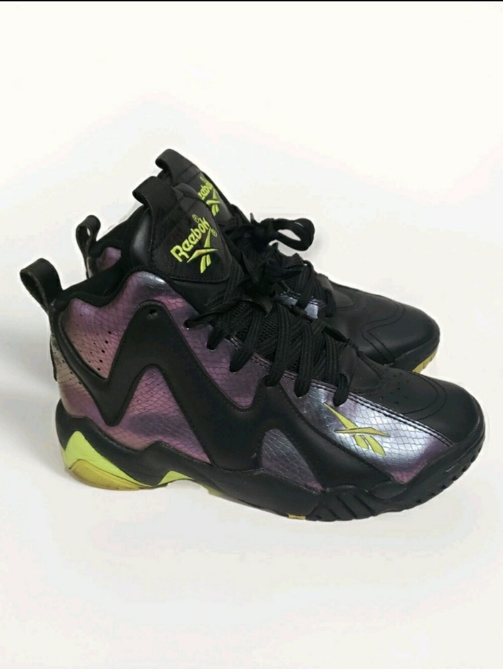 Reebok Kamikaze II Mid Shawn Kemp Nocturnal Snake Black Volt Purple Shoes Size 5